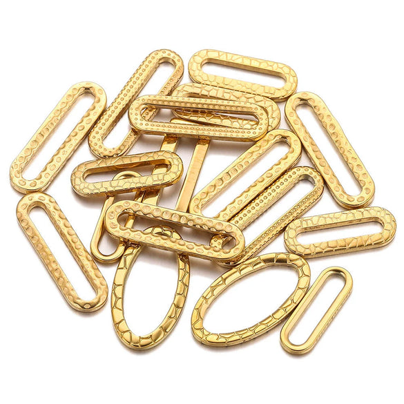 Stainless Steel Oval Rectangular Border Fish Pattern Electroplated Diy Jewelry Handmade Earrings Connector Supplies Accessories