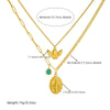 Stainless Steel Oval Retro Double Layer Overlapping Pendant Clavicle Necklace For Women With Electroplating