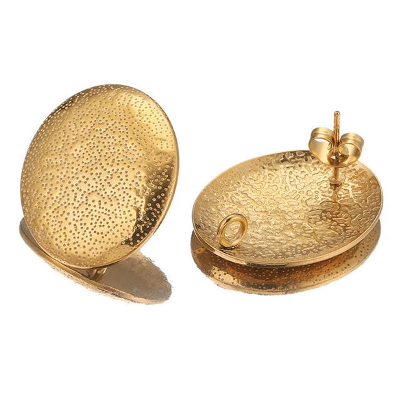 Stainless Steel Oval Star Fish Pattern Gold Plated Electroplated Earrings Making Supplies Jewelry