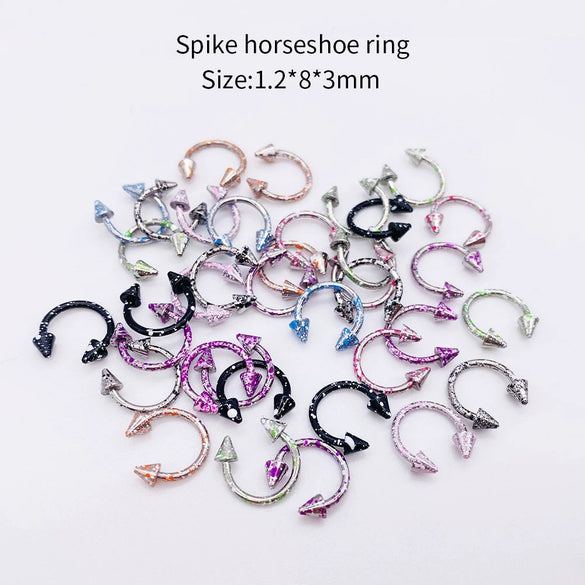 Stainless Steel Painted Geometric Circular Nose Rings Eyebrow Nails Cshaped Ear Bone Nails Lip Nail Piercing Jewelry