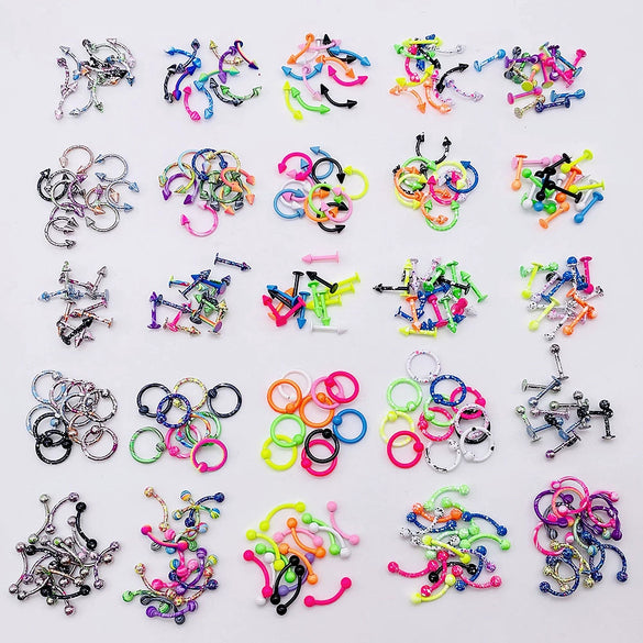 Stainless Steel Painted Geometric Circular Nose Rings Eyebrow Nails Cshaped Ear Bone Nails Lip Nail Piercing Jewelry