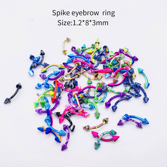 Stainless Steel Painted Geometric Circular Nose Rings Eyebrow Nails Cshaped Ear Bone Nails Lip Nail Piercing Jewelry