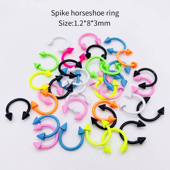 Stainless Steel Painted Geometric Circular Nose Rings Eyebrow Nails Cshaped Ear Bone Nails Lip Nail Piercing Jewelry