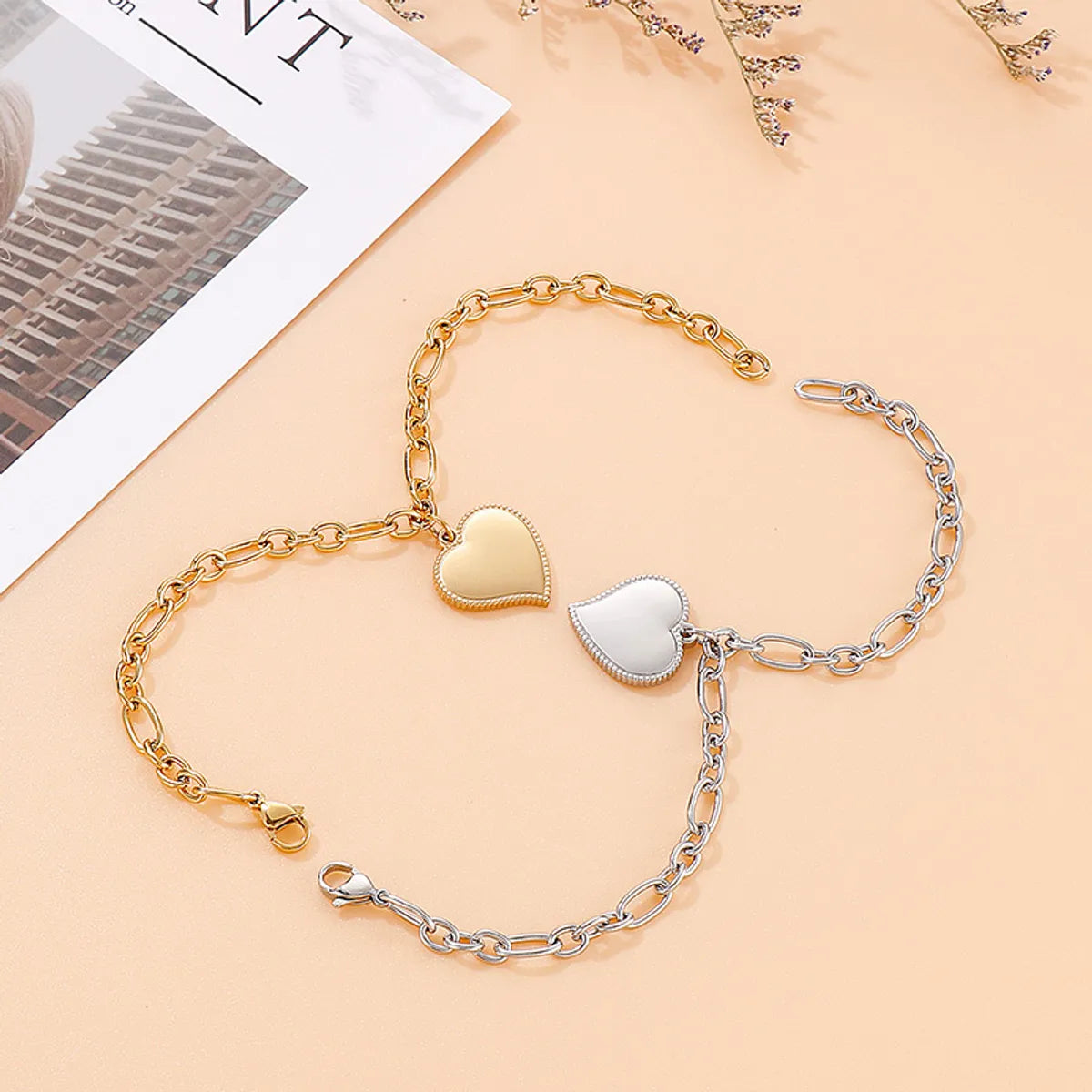 Stainless Steel Peach Heart Fashion Bracelet Jewelry Wholesale Gooddiy