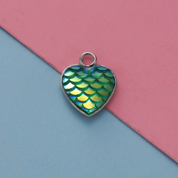 Stainless Steel Peach Heart Fish Scale Pendant Jewelry Accessories Fine Polishing