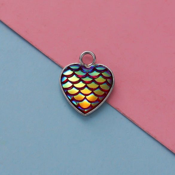 Stainless Steel Peach Heart Fish Scale Pendant Jewelry Accessories Fine Polishing