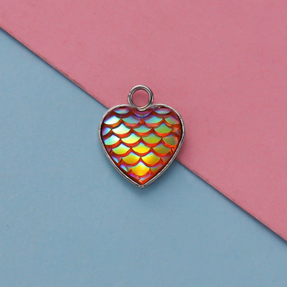 Stainless Steel Peach Heart Fish Scale Pendant Jewelry Accessories Fine Polishing