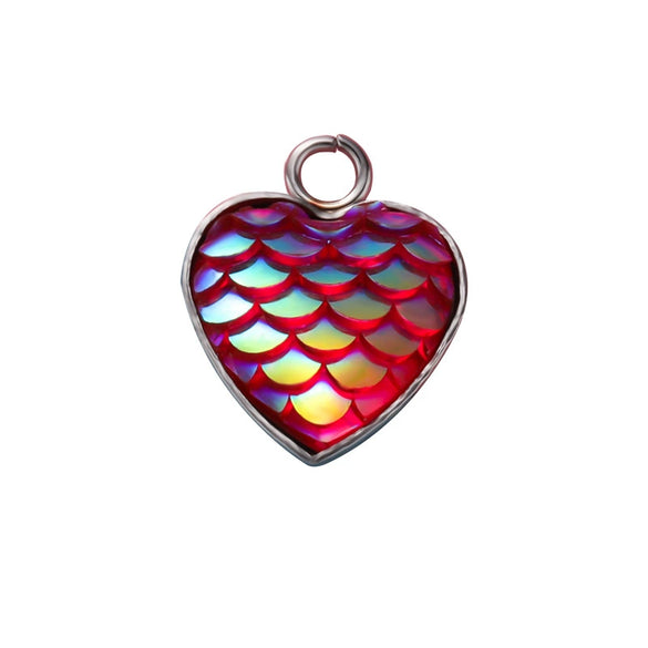 Stainless Steel Peach Heart Fish Scale Pendant Jewelry Accessories Fine Polishing