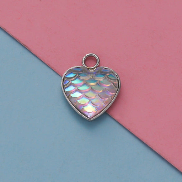 Stainless Steel Peach Heart Fish Scale Pendant Jewelry Accessories Fine Polishing