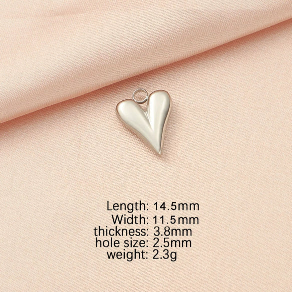 Stainless Steel Peach Heart Love Shape Glossy Electroplated Pendant Jewelry Accessories