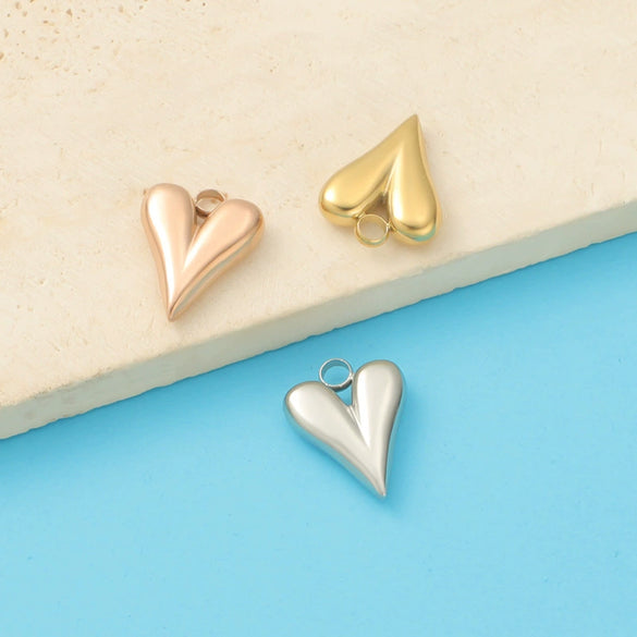 Stainless Steel Peach Heart Love Shape Glossy Electroplated Pendant Jewelry Accessories