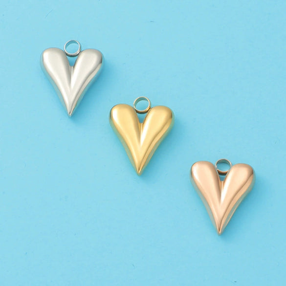 Stainless Steel Peach Heart Love Shape Glossy Electroplated Pendant Jewelry Accessories