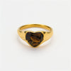 Stainless Steel Peach Heartshaped Natural Stone Design Ring With Electroplating For Women In Light Luxury Style