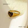Stainless Steel Peach Heartshaped Natural Stone Design Ring With Electroplating For Women In Light Luxury Style