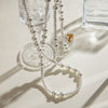 Stainless Steel Pearl Beaded Sweater Chain Necklace Electroplating Women's
