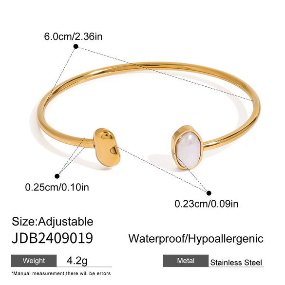 Stainless Steel Pearl Bracelet Electroplating Ins Style Natural Highend Niche Opening Bracelet