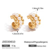 Stainless Steel Pearl Earrings Geometric Light Luxury Minimalist Ear Studs Electroplated