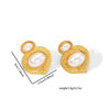 Stainless Steel Pearl Flower Asymmetrical Electroplated Earrings For Women French Classic Light Luxury Style