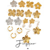 Stainless Steel Pearl Flower Geometric Earrings Electroplating Jewelry
