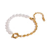 Stainless Steel Pearl Geometric Bracelet With Electroplating For Women Original Design