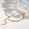Stainless Steel Pearl Geometric Bracelet With Electroplating For Women Original Design