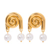 Stainless Steel Pearl Geometric Earrings Gold Plated Ins Style For Women