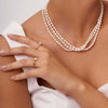 Stainless Steel Pearl Geometric Ring With Electroplating For Women