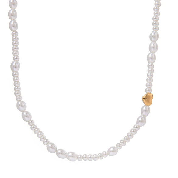 Stainless Steel Pearl Geometric Style Electroplating Necklace For Women