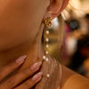 Stainless Steel Pearl Geometric Tassel Earrings Electroplated Light Luxury Design