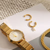 Stainless Steel Pearl Geometric Women's Earrings With Electroplating