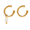 Stainless Steel Pearl Geometric Women's Earrings With Electroplating