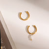 Stainless Steel Pearl Geometric Women's Earrings With Electroplating
