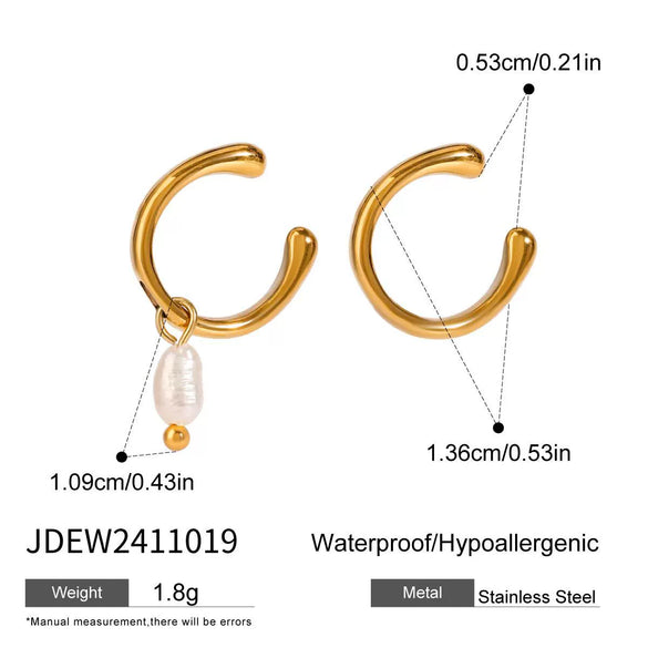 Stainless Steel Pearl Geometric Women's Earrings With Electroplating