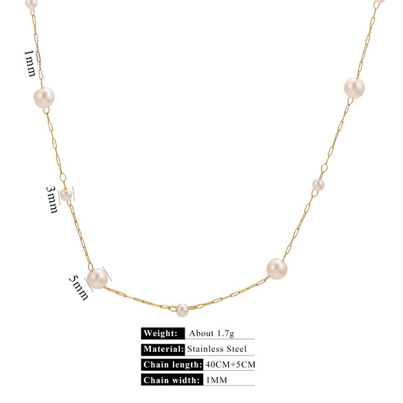 Stainless Steel Pearl Minimalist Totem Electroplating Women's Necklace Bracelet Diy Accessories