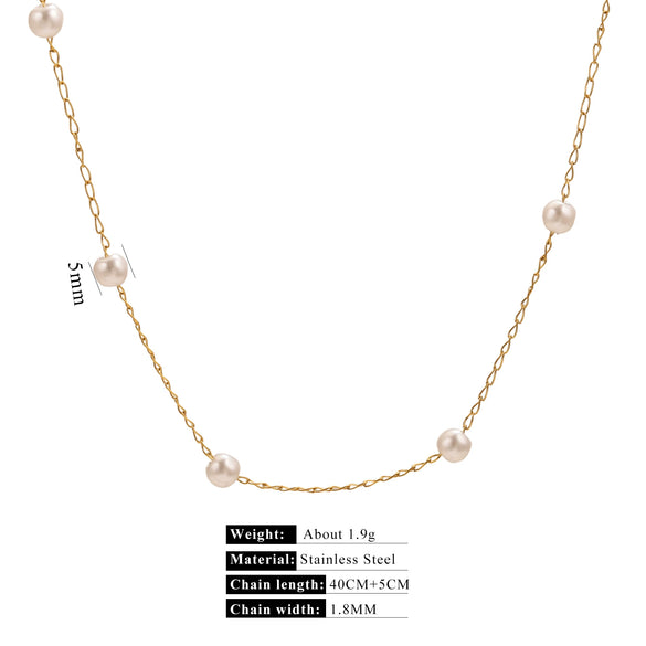 Stainless Steel Pearl Minimalist Totem Electroplating Women's Necklace Bracelet Diy Accessories