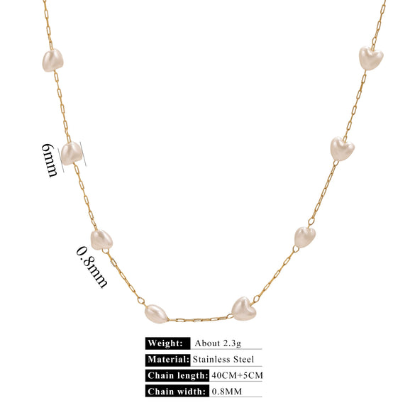 Stainless Steel Pearl Minimalist Totem Electroplating Women's Necklace Bracelet Diy Accessories