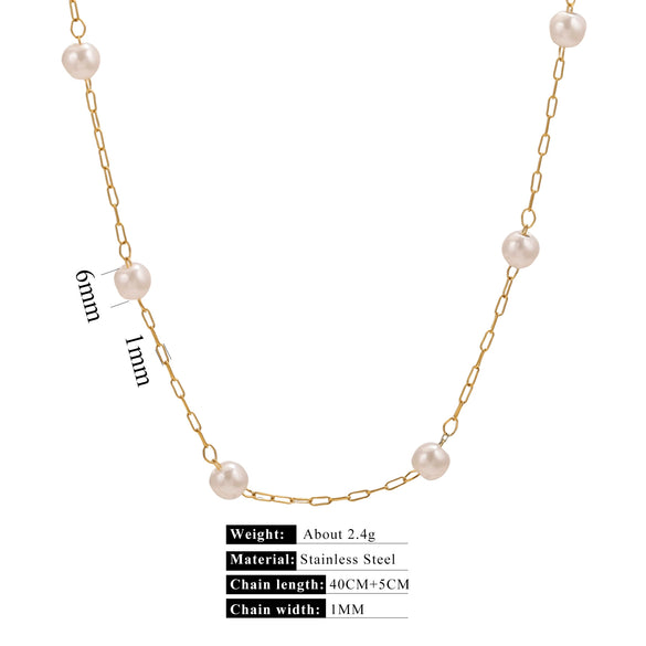 Stainless Steel Pearl Minimalist Totem Electroplating Women's Necklace Bracelet Diy Accessories