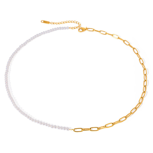 Stainless Steel Pearl Necklace Titanium Steel Electroplated Allmatch Jewelry