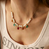 Stainless Steel Pearl Necklace With Geometric Pendant And Electroplating For Women