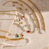 Stainless Steel Pearl Necklace With Geometric Pendant And Electroplating For Women
