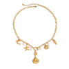 Stainless Steel Pearl Ocean Wind Dolphin Seahorse Hammer Starfish Geometric Necklace With Electroplating For Women