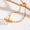 Stainless Steel Pearl Pendant Bracelet Sweet Style Electroplated Jewelry