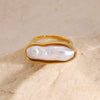 Stainless Steel Pearl Ring Geometric Style Electroplated Women's Hand Jewelry