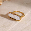 Stainless Steel Pearl Ring Geometric Style Electroplated Women's Hand Jewelry