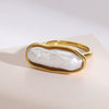 Stainless Steel Pearl Ring Geometric Style Electroplated Women's Hand Jewelry