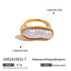 Stainless Steel Pearl Ring Geometric Style Electroplating Women's Hand Jewelry