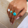 Stainless Steel Pearl Ring 18K Gold Plated Geometric French Retro Light Luxury Niche Jewelry