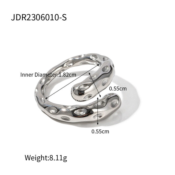 Stainless Steel Pearl Ring With Geometric Design And Electroplating For Women