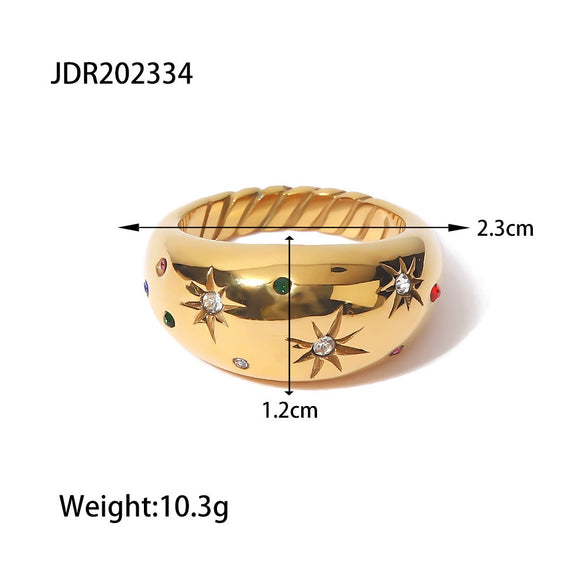 Stainless Steel Pearl Ring With Geometric Design And Electroplating For Women