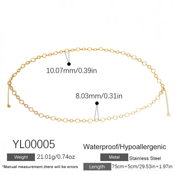 Stainless Steel Pearl Waist Chain With Sunflower Pendant Electroplated 18K Gold Colorpreserving Women's Body Jewelry